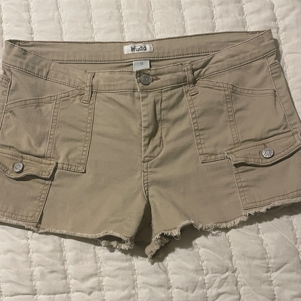 Mudd Beige/Tan Cargo Jean Shorts